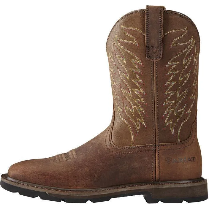 Ariat Men's Groundbreaker 10 Soft Toe Western Work Boot - Brown - 10020059