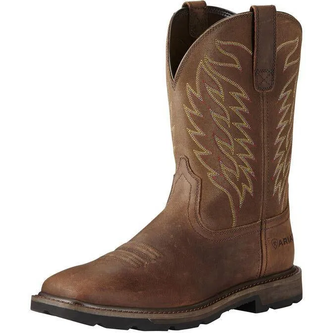 Ariat Men's Groundbreaker 10" Soft Toe Western Work Boot - Brown - 10020059