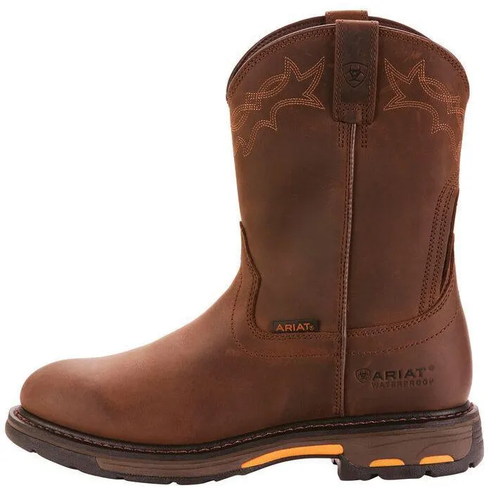 Ariat Men's WorkHog 10" Soft Toe WP Western Work Boot - Oily Brown - 10001198