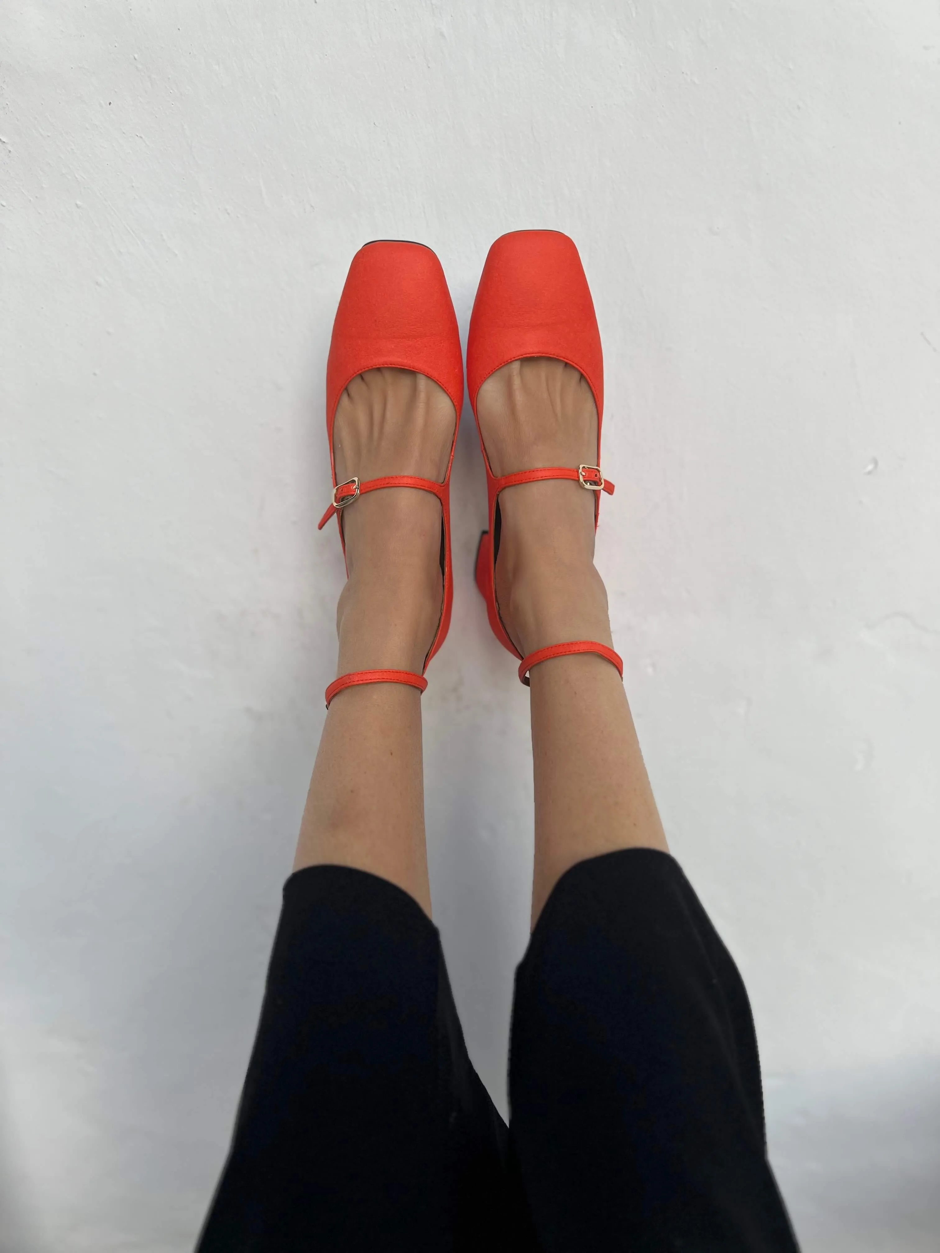 Belleville Vegan Eco Suede Heeled Pumps | Paprika