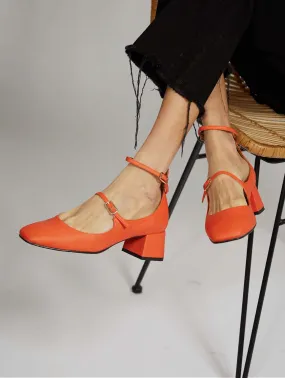 Belleville Vegan Eco Suede Heeled Pumps | Paprika