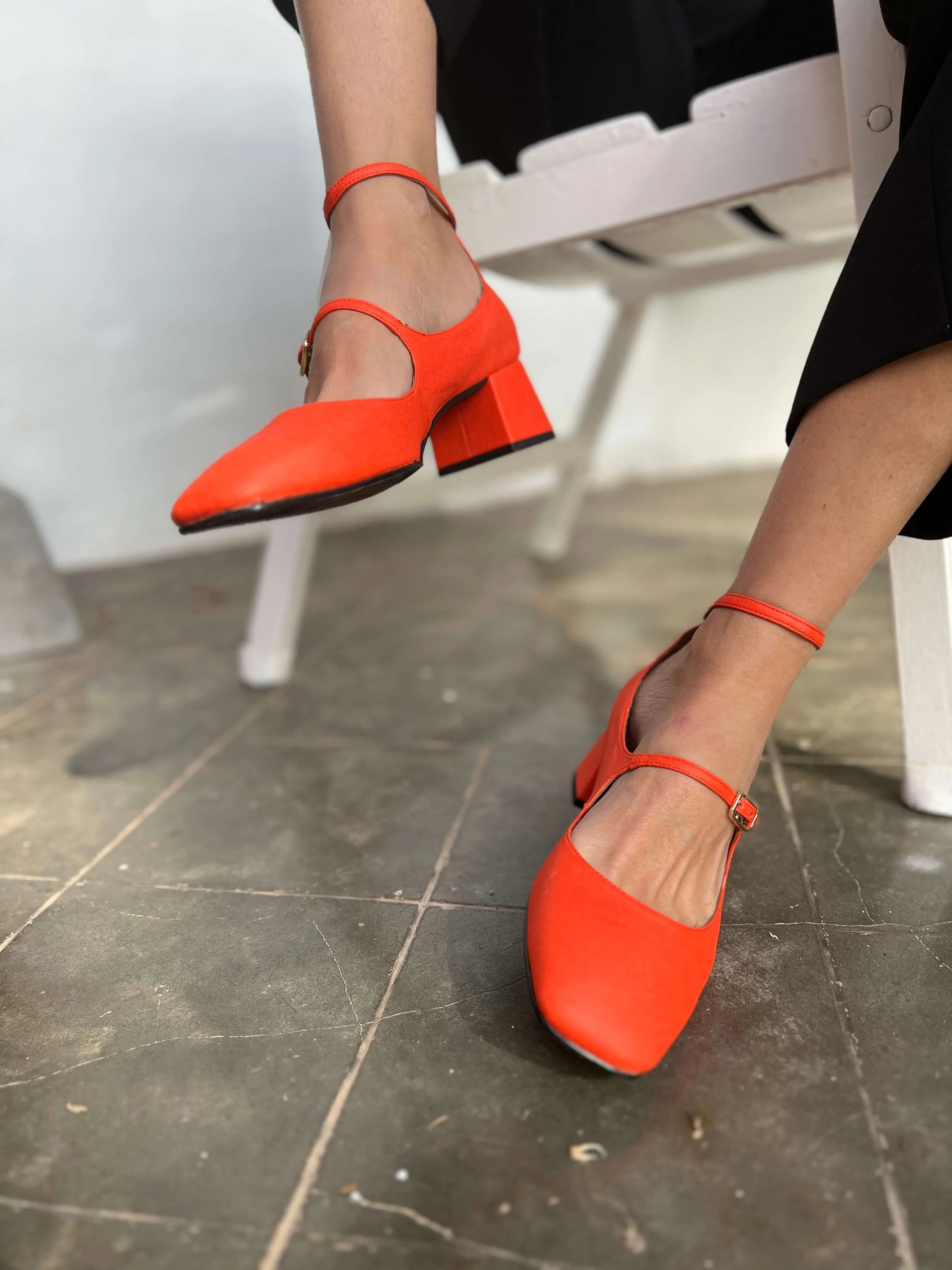 Belleville Vegan Eco Suede Heeled Pumps | Paprika