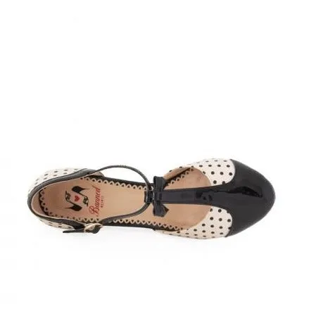 Blush Black Polka Dot 1940s Platform High Heels