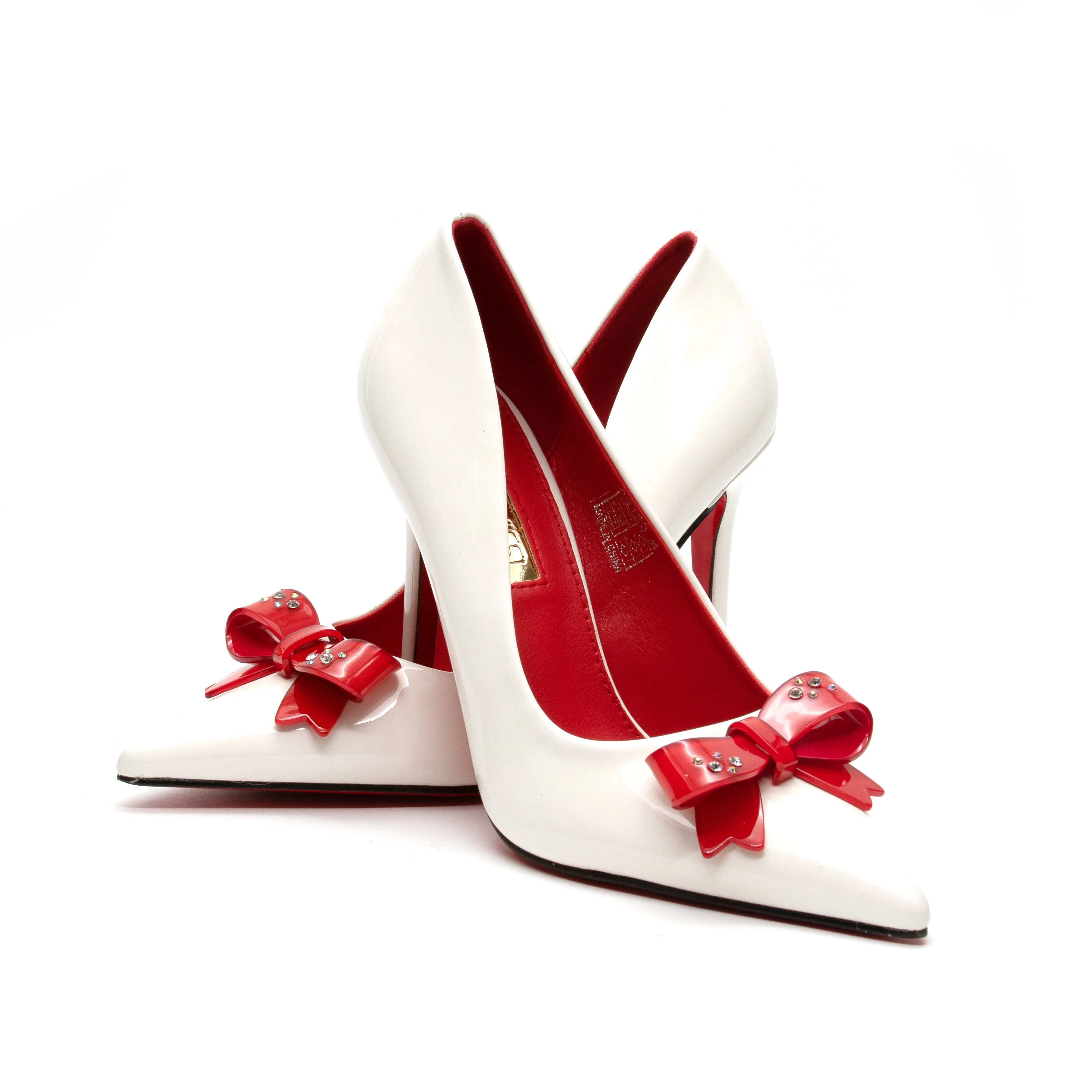 Bottom and Inner Red Bow Decorated High Heel Shoes