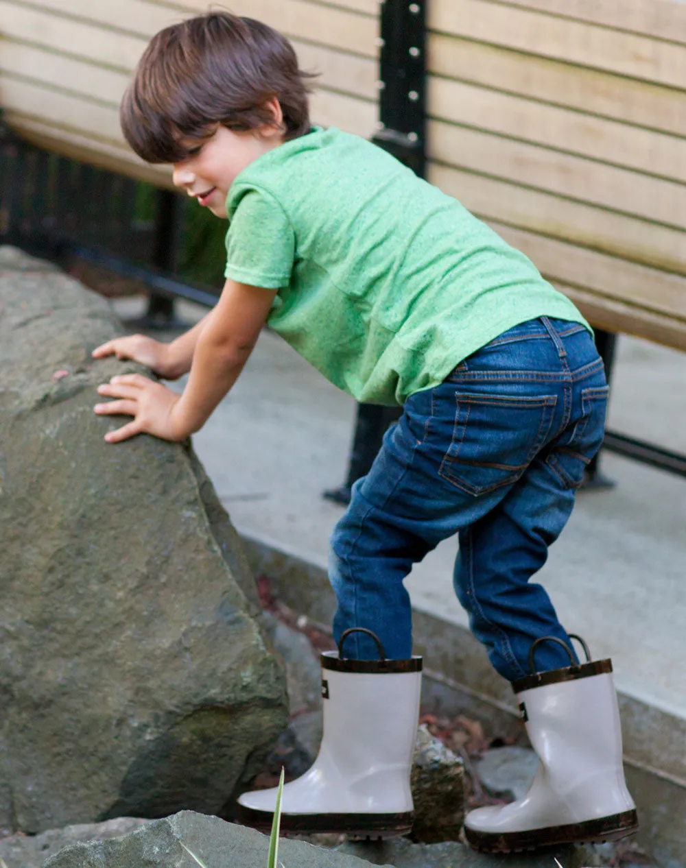 CHILDREN’S RUBBER RAIN BOOTS GRAY & BLACK