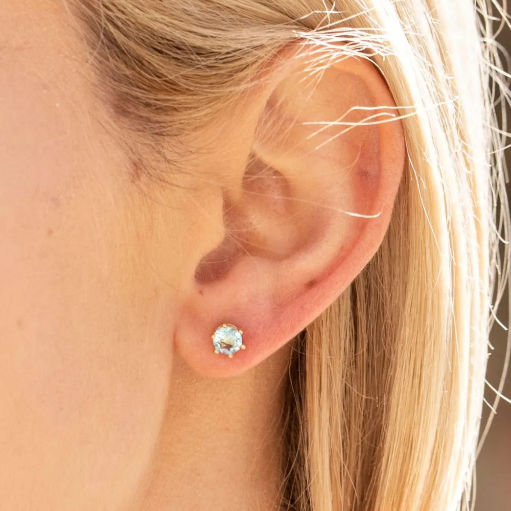 Cubic Zirconia Circle Birthstone Stud Earrings