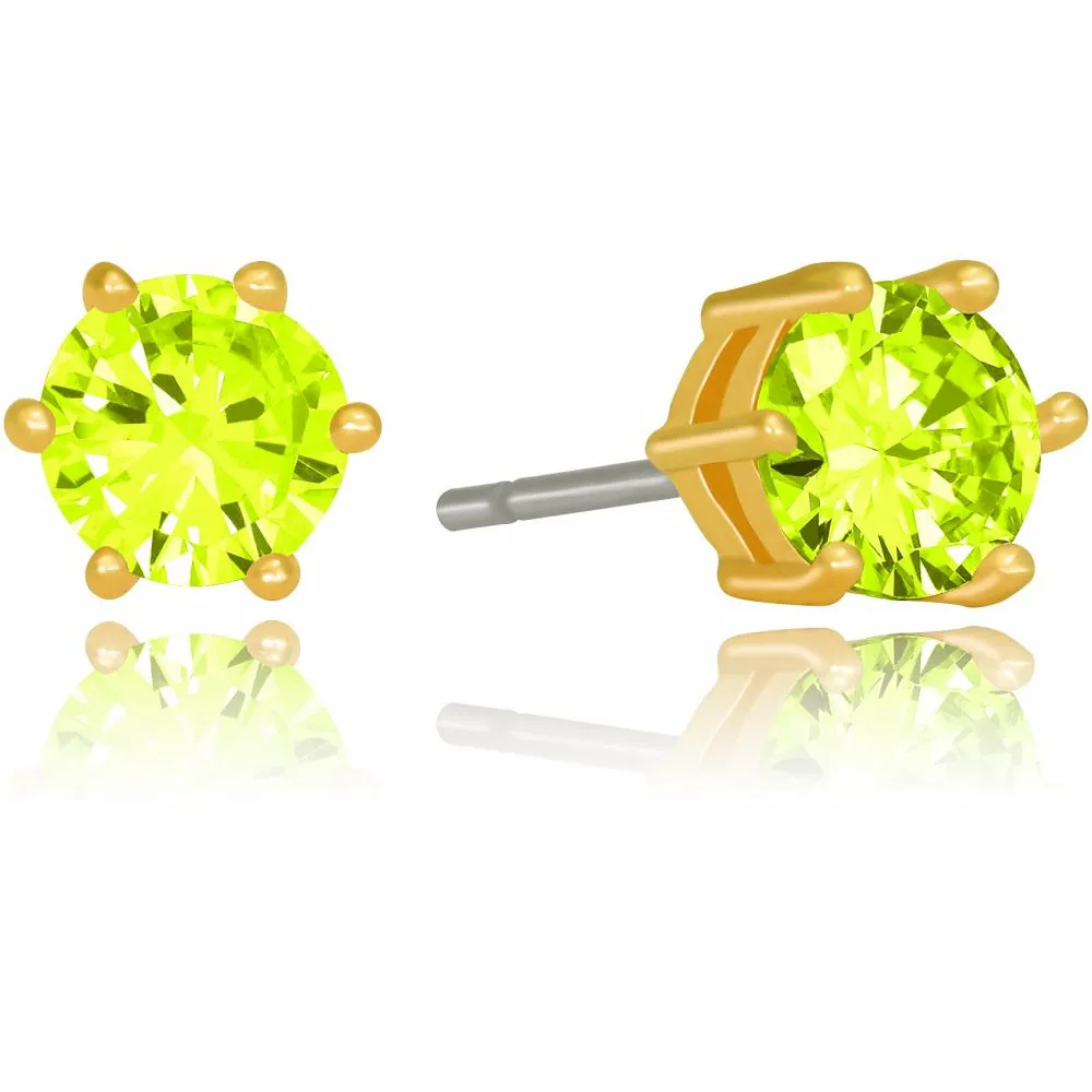 Cubic Zirconia Circle Birthstone Stud Earrings