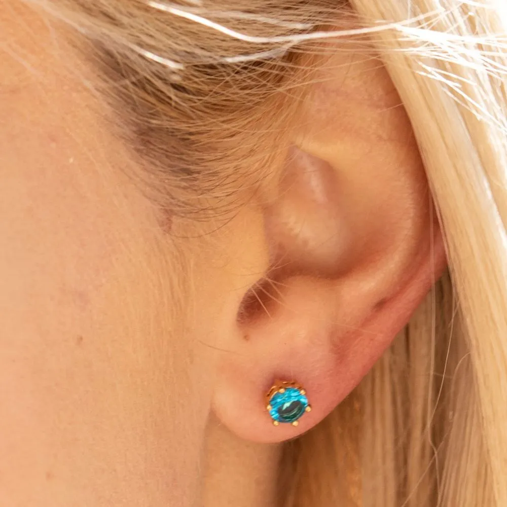 Cubic Zirconia Circle Birthstone Stud Earrings