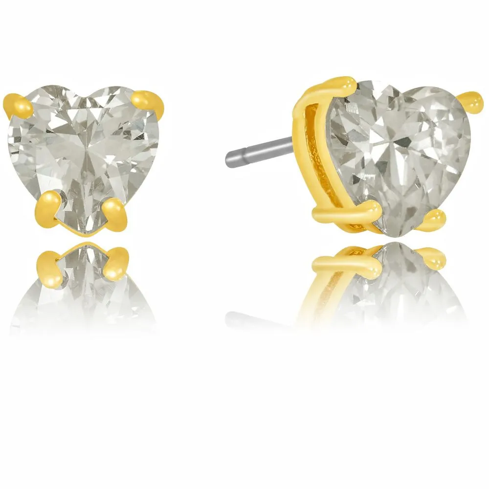 Cubic Zirconia Heart Stud Earrings