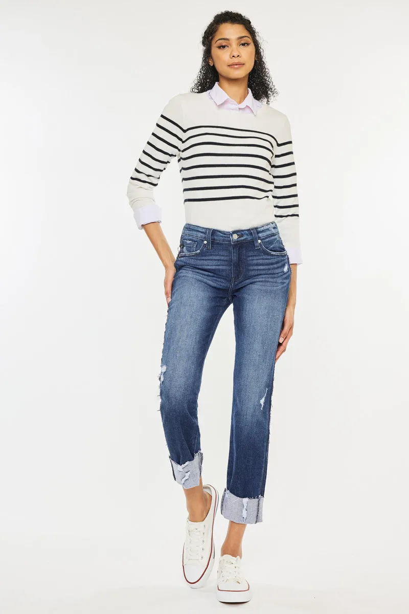 Fallon Mid Rise Slim Straight Leg Jeans