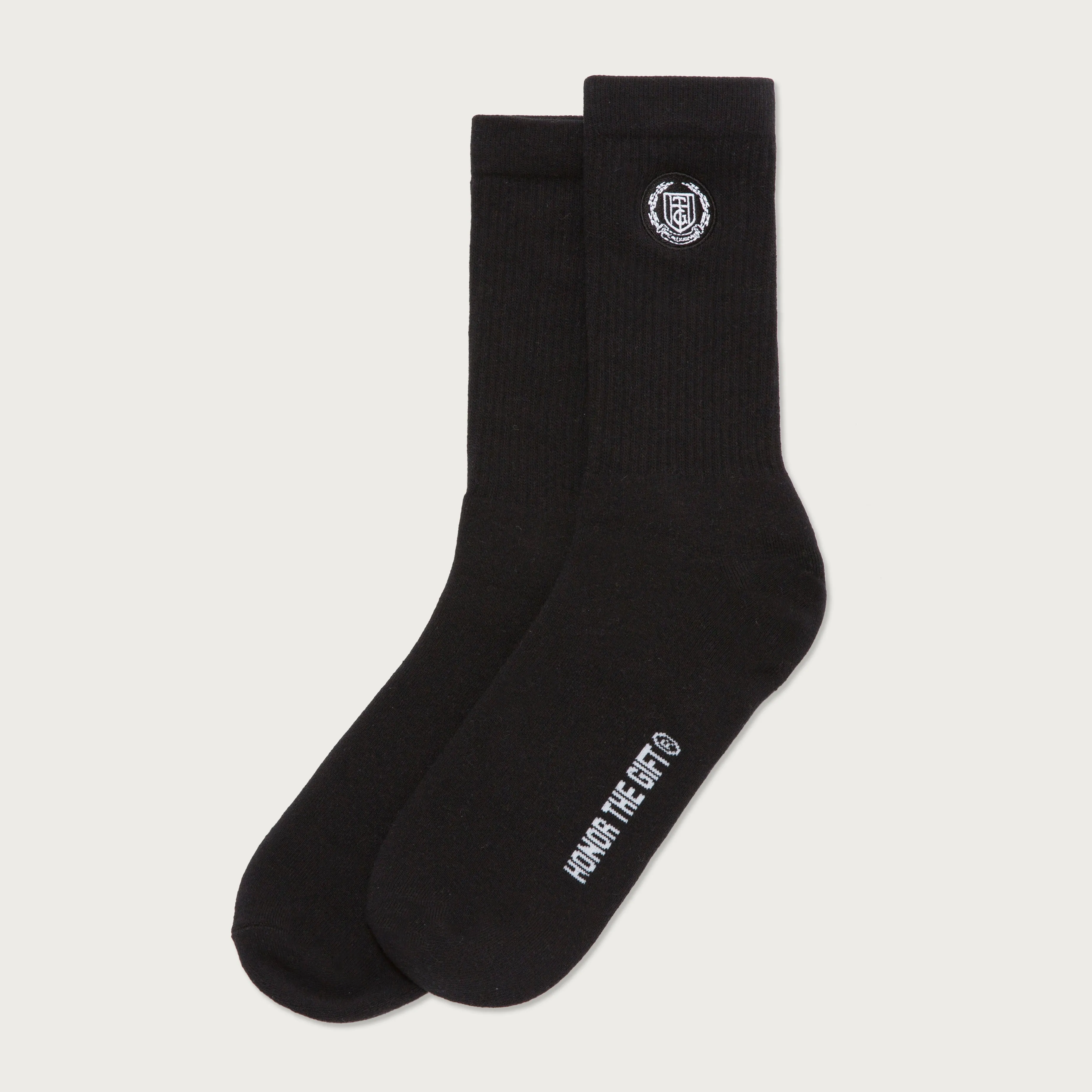 Honor The Gift Crest Rib Crew Socks - Black