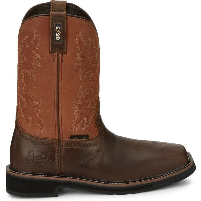 Justin Men's Actuator 11" CT Western Work Boot -Brown- SE4300