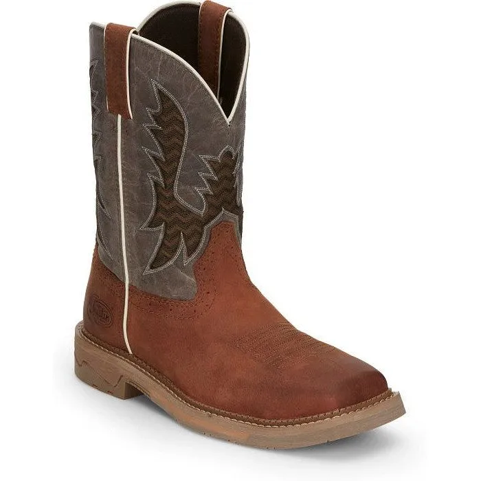 Justin Men's Bolt 11 Square Toe Western Work Boot -Brown- SE4110