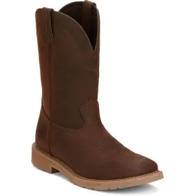 Justin Men's Buster 11" ST Pull On WesternvWork Boot -Brown- SE3100