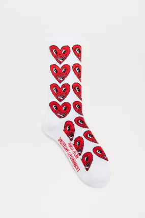 Keith Haring Smiling Heart Socks - White/combo