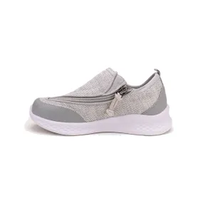 Kid's Grey Lightweight Shoes with Front Zipper Access