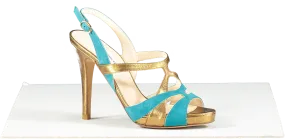 L.K.Bennett Metallic Bronze And Turquoise Heeled Sandals UK 3 EU 36 👠