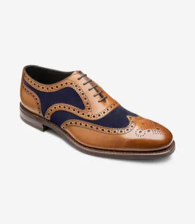 LOAKE - KERRIDGE Stylish Oxford Brogue - Tan & Navy Suede