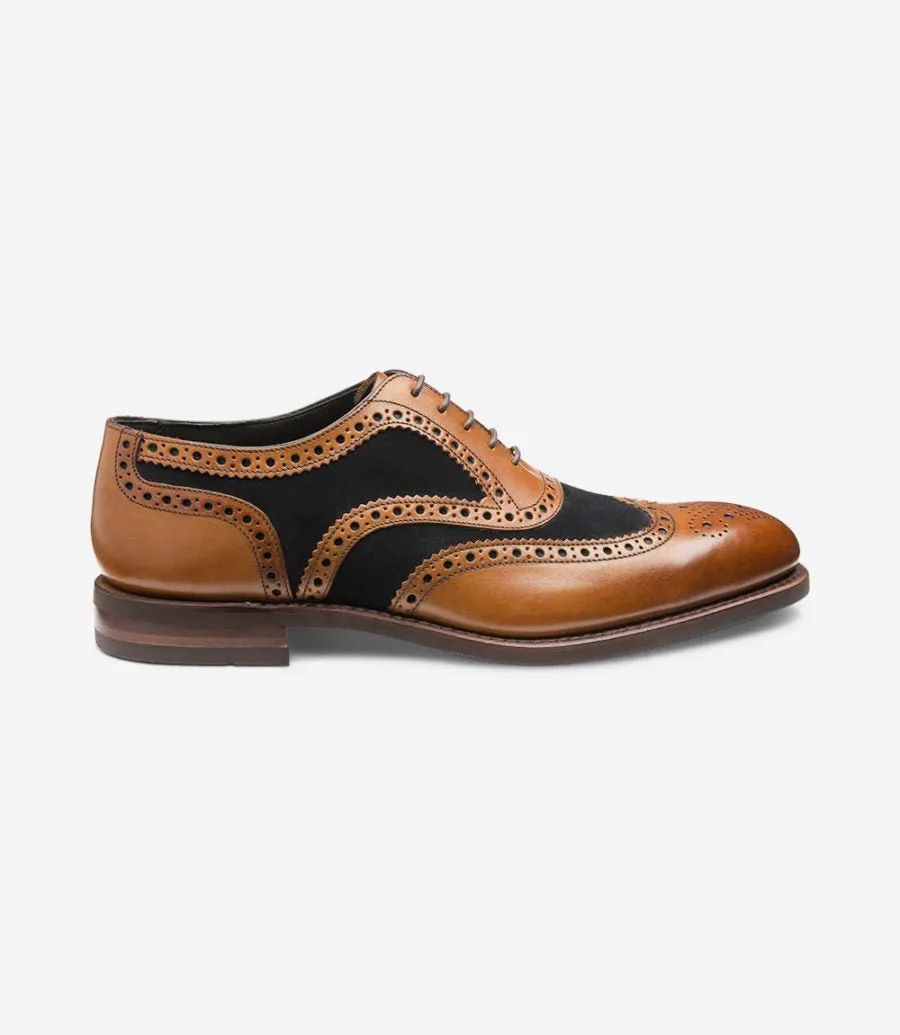 LOAKE - KERRIDGE Stylish Oxford Brogue - Tan & Navy Suede