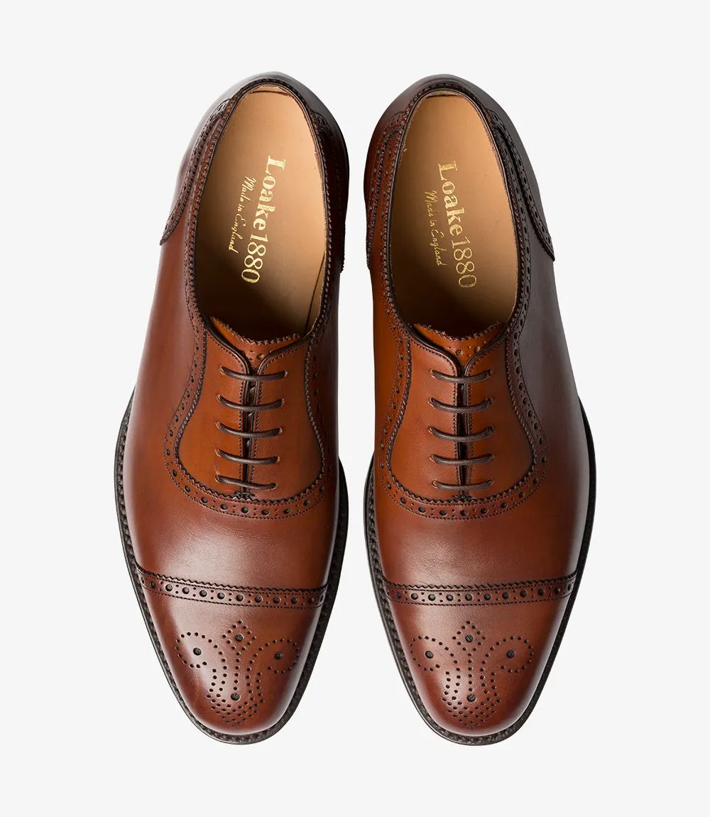 LOAKE Strand- Premium Semi Brogue shoes - MAHOGANY