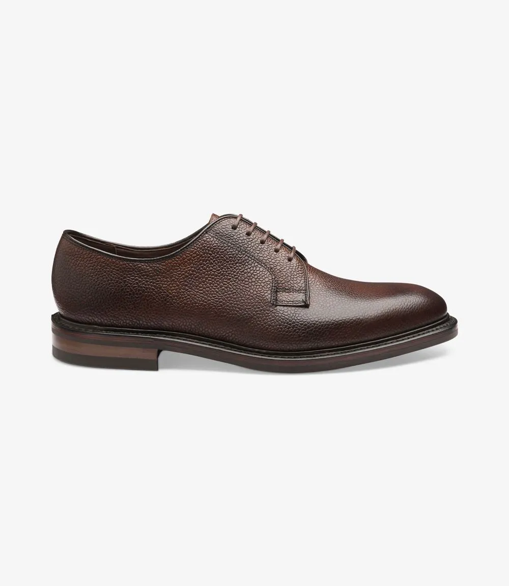 LOAKE -TROON Plain tie Derby shoe -Deep Rosewood Grain Burnished