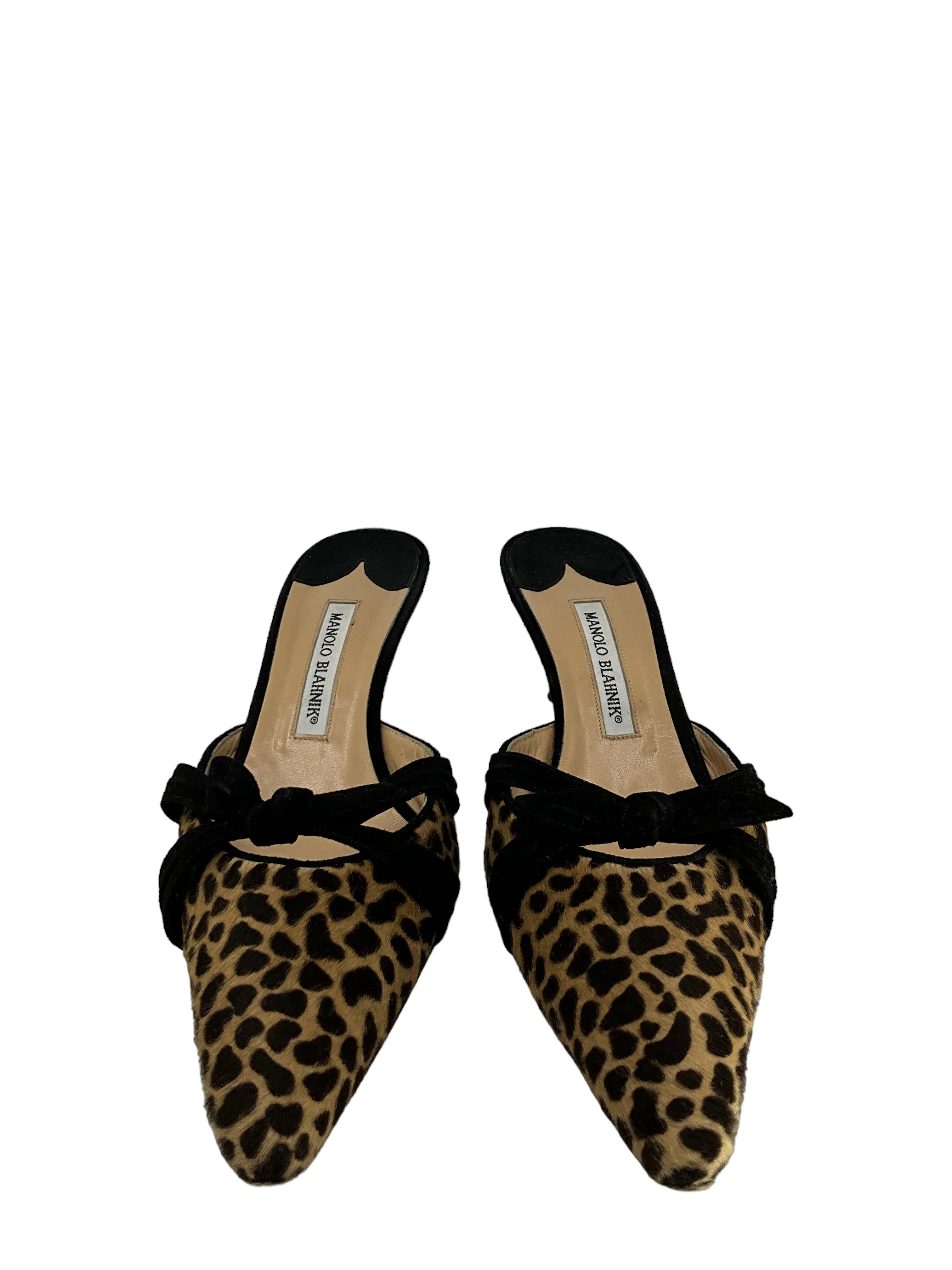 Manolo Blahnik Cheetah Ponyhair Mules Size 11