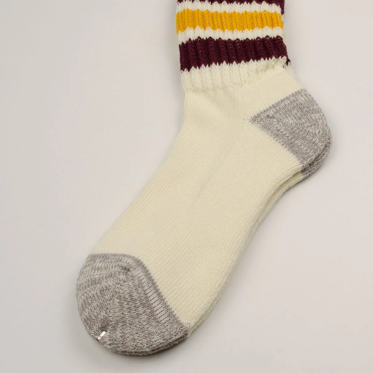 RoToTo - Coarse Ribbed Old School Crew Socks - Bordeaux / Yellow